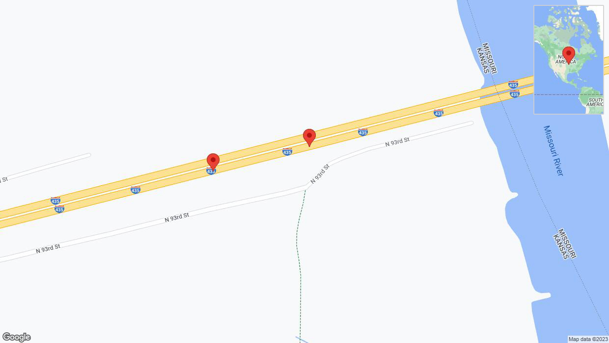 A detailed map that shows the affected road due to 'Broken down vehicle on northbound I-435 in Kansas City' on November 17th at 7:01 p.m.