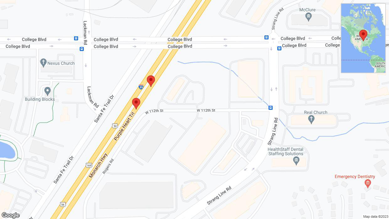 A detailed map that shows the affected road due to 'Broken down vehicle on eastbound I-35 in Lenexa' on November 17th at 5:19 p.m.