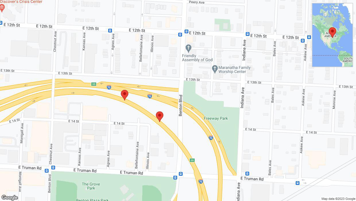 A detailed map that shows the affected road due to 'Broken down vehicle on eastbound I-70 in Kansas City' on November 17th at 5:01 p.m.