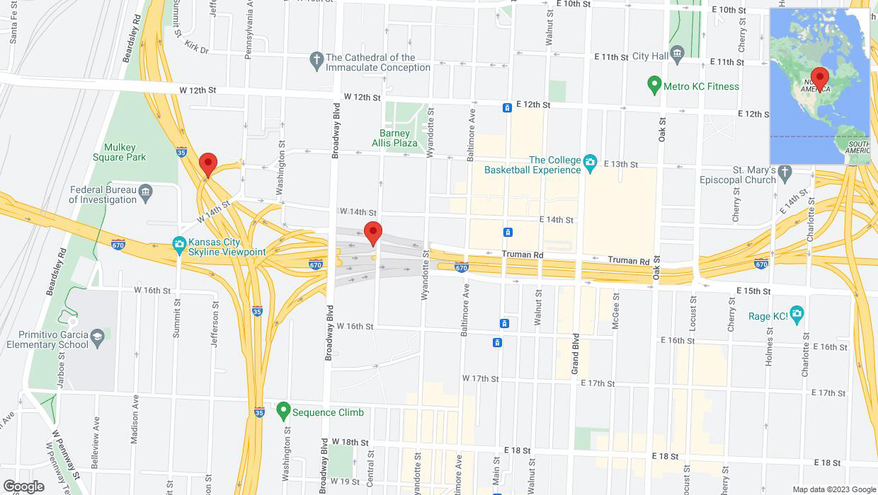 A detailed map that shows the affected road due to 'Kansas City: Central Street closed' on November 17th at 10:01 p.m.