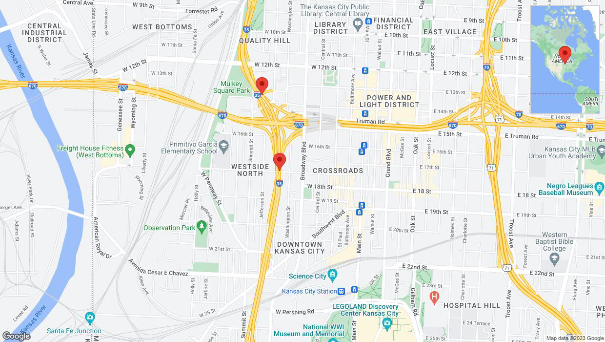 A detailed map that shows the affected road due to 'Kansas City: I-35 closed until Nov. 28' on November 17th at 11:43 p.m.