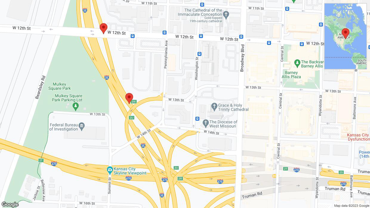 A detailed map that shows the affected road due to 'Interstate 35 temporarily closed in Kansas City' on November 17th at 11:49 p.m.