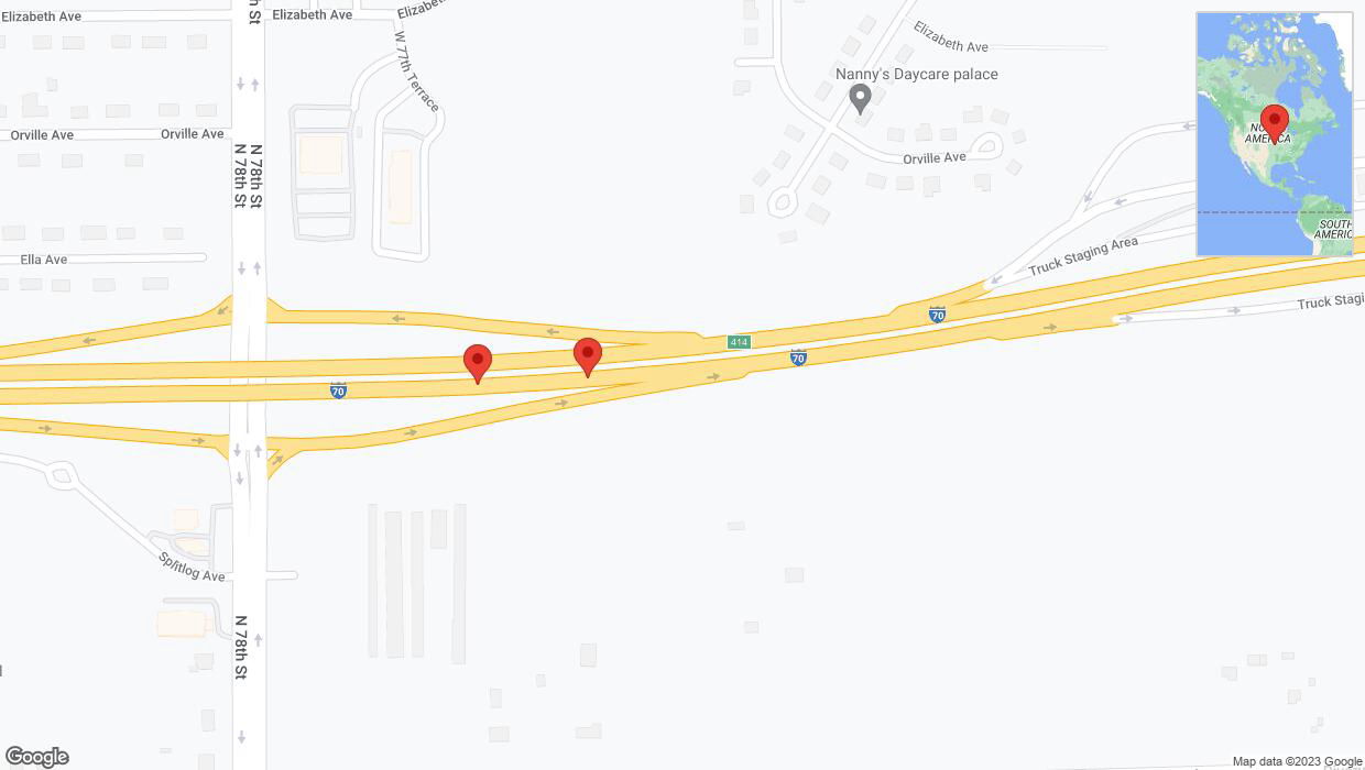A detailed map that shows the affected road due to 'Broken down vehicle on eastbound I-70 in Kansas City' on November 18th at 2:16 p.m.