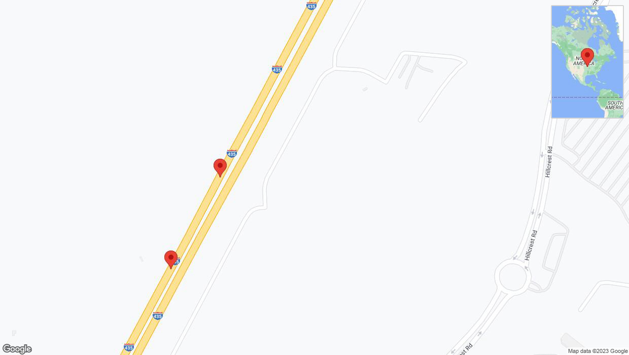 A detailed map that shows the affected road due to 'Reports of a crash on southbound I-435' on November 18th at 3:28 p.m.