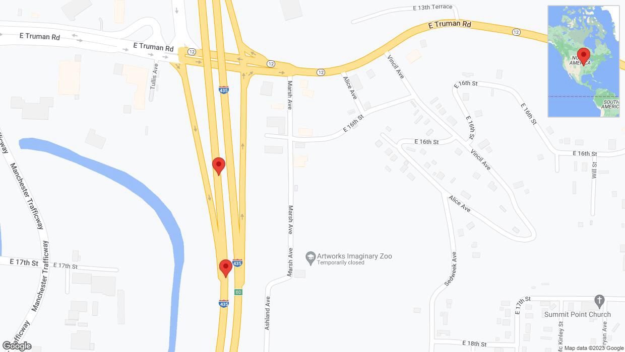 A detailed map that shows the affected road due to 'Broken down vehicle on southbound I-435 in Kansas City' on November 18th at 5:10 p.m.