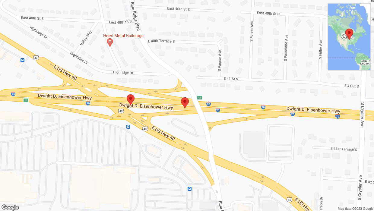 A detailed map that shows the affected road due to 'Warning: Crash on eastbound I-70 in Independence' on November 18th at 9:11 p.m.