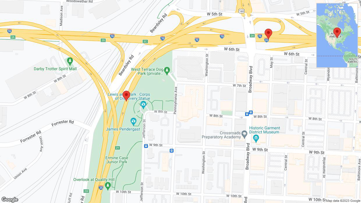 A detailed map that shows the affected road due to 'I-35 closed in Kansas City' on November 19th at 12:05 p.m.