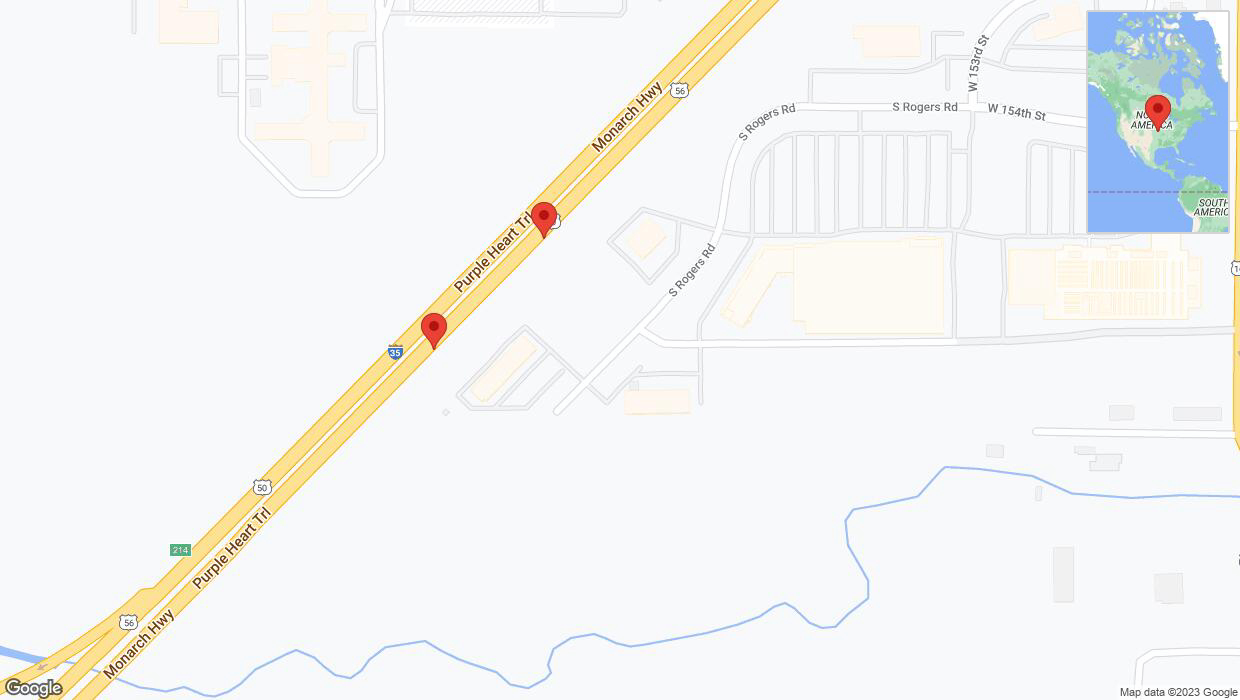 A detailed map that shows the affected road due to 'Crash reported on eastbound I-35 in Olathe' on November 19th at 12:41 p.m.