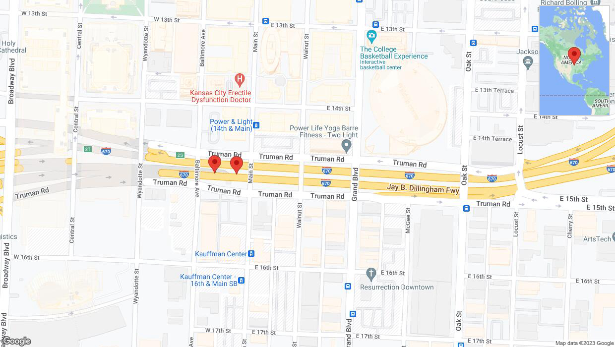 A detailed map that shows the affected road due to 'Warning: Crash on eastbound I-670 in Kansas City' on November 19th at 1:05 p.m.