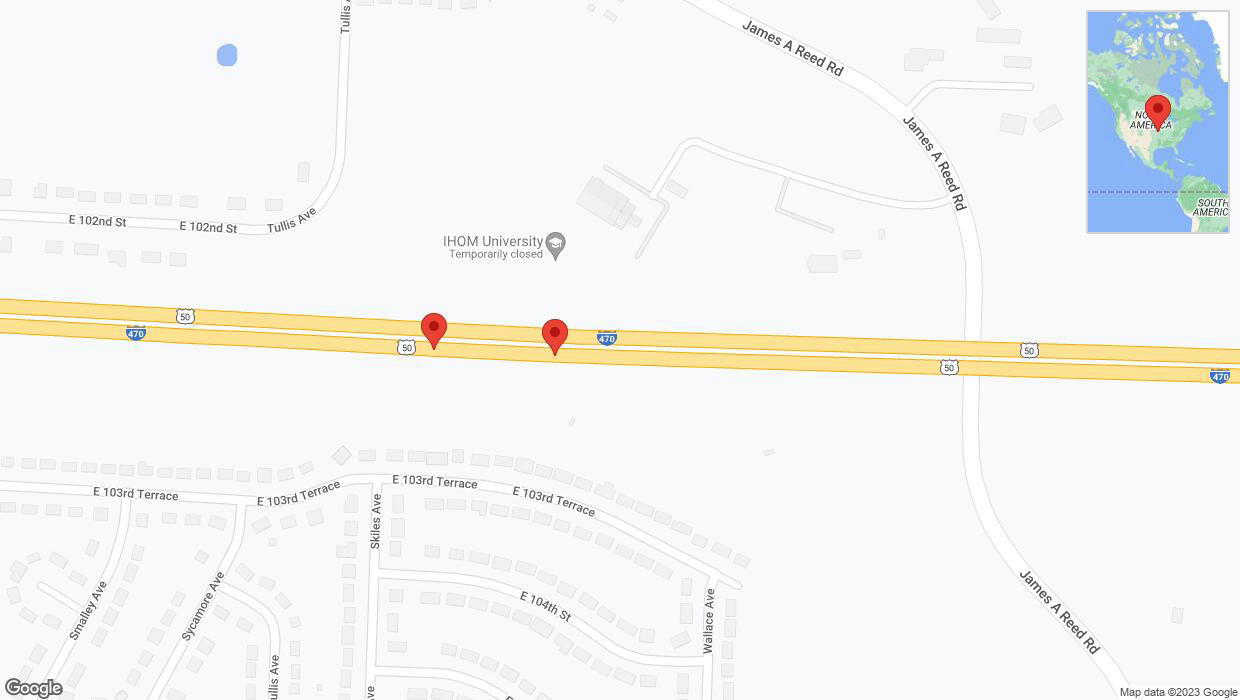 A detailed map that shows the affected road due to 'Reports of a crash on eastbound I-470' on November 19th at 4:17 p.m.