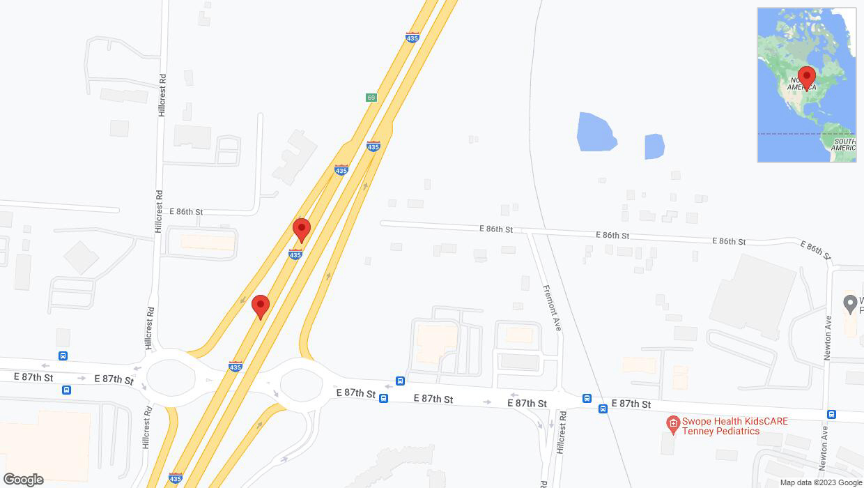 A detailed map that shows the affected road due to 'Warning: Crash on southbound I-435 in Kansas City' on November 19th at 11:05 p.m.
