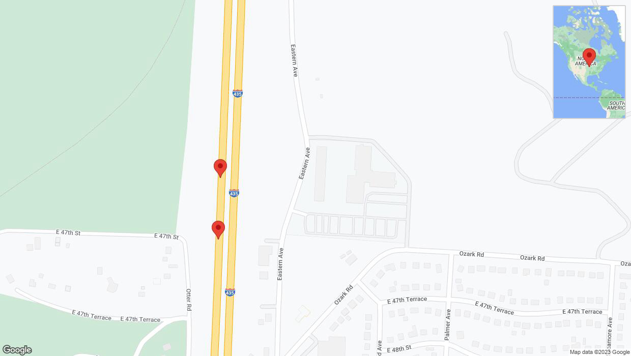 A detailed map that shows the affected road due to 'Broken down vehicle on southbound I-435 in Kansas City' on November 20th at 9:20 p.m.