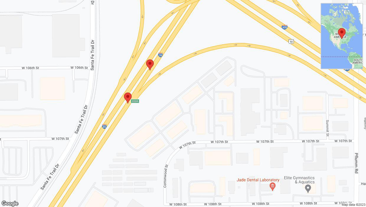 A detailed map that shows the affected road due to 'Broken down vehicle on eastbound I-35 in Lenexa' on November 20th at 2:50 p.m.