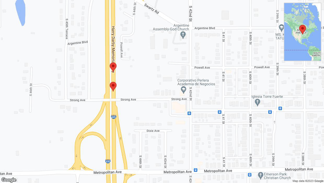 A detailed map that shows the affected road due to 'Broken down vehicle on northbound I-635 in Kansas City' on November 20th at 7:02 p.m.
