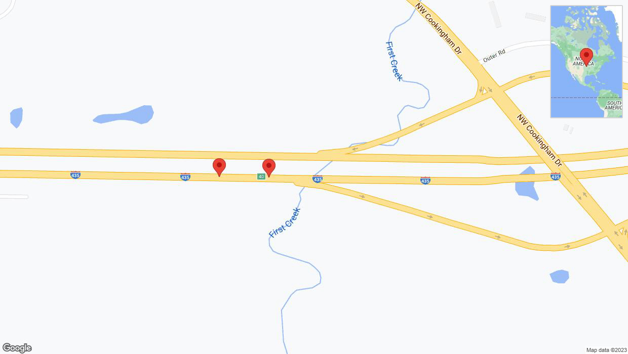 A detailed map that shows the affected road due to 'Crash update: I-435' on November 20th at 6:20 p.m.