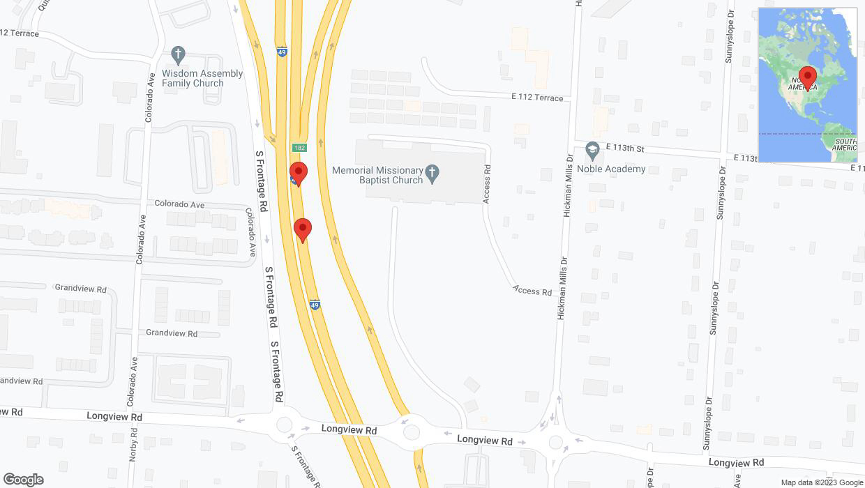 A detailed map that shows the affected road due to 'Broken down vehicle on northbound I-40/US-71 in Kansas City' on November 21st at 1:24 p.m.