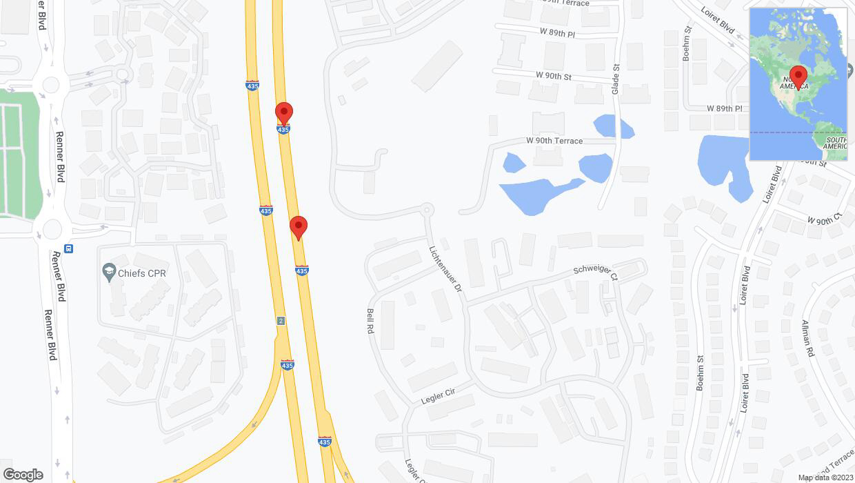 A detailed map that shows the affected road due to 'Broken down vehicle on northbound I-435 in Lenexa' on November 21st at 5:16 p.m.