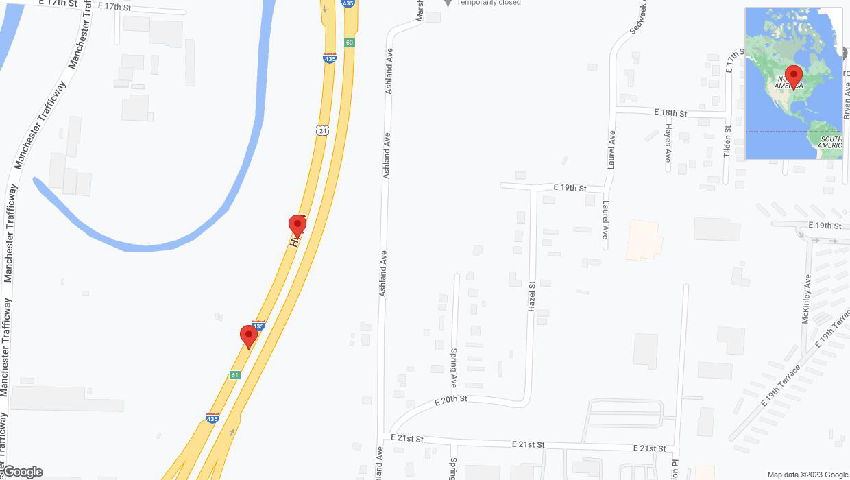A detailed map that shows the affected road due to 'Broken down vehicle on southbound I-435 in Kansas City' on November 21st at 7:28 p.m.