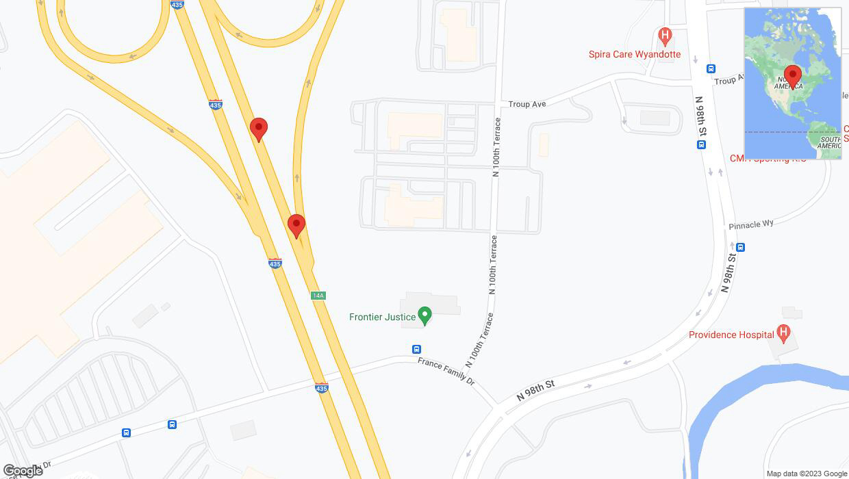 A detailed map that shows the affected road due to 'Broken down vehicle on northbound I-435 in Kansas City' on November 21st at 7:46 p.m.
