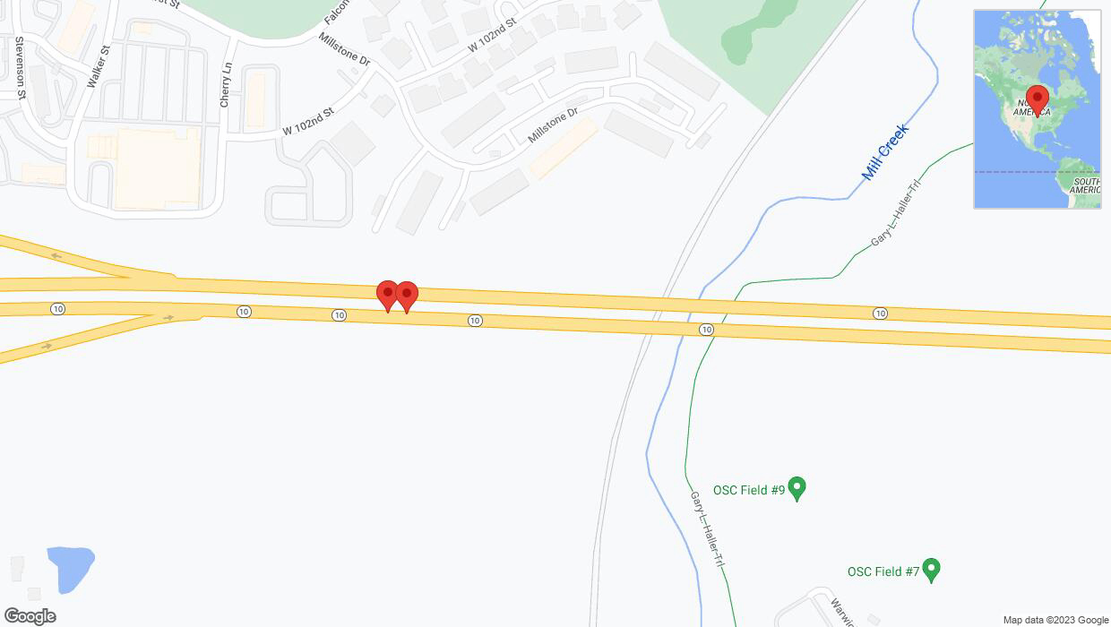 A detailed map that shows the affected road due to 'Broken down vehicle on eastbound K-10 in Lenexa' on November 22nd at 9:18 a.m.