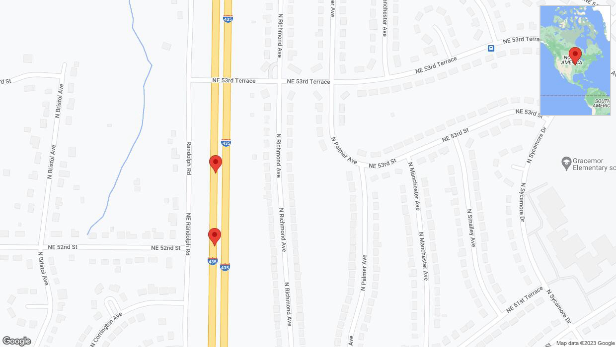 A detailed map that shows the affected road due to 'Broken down vehicle on southbound I-435 in Kansas City' on November 22nd at 2:43 p.m.