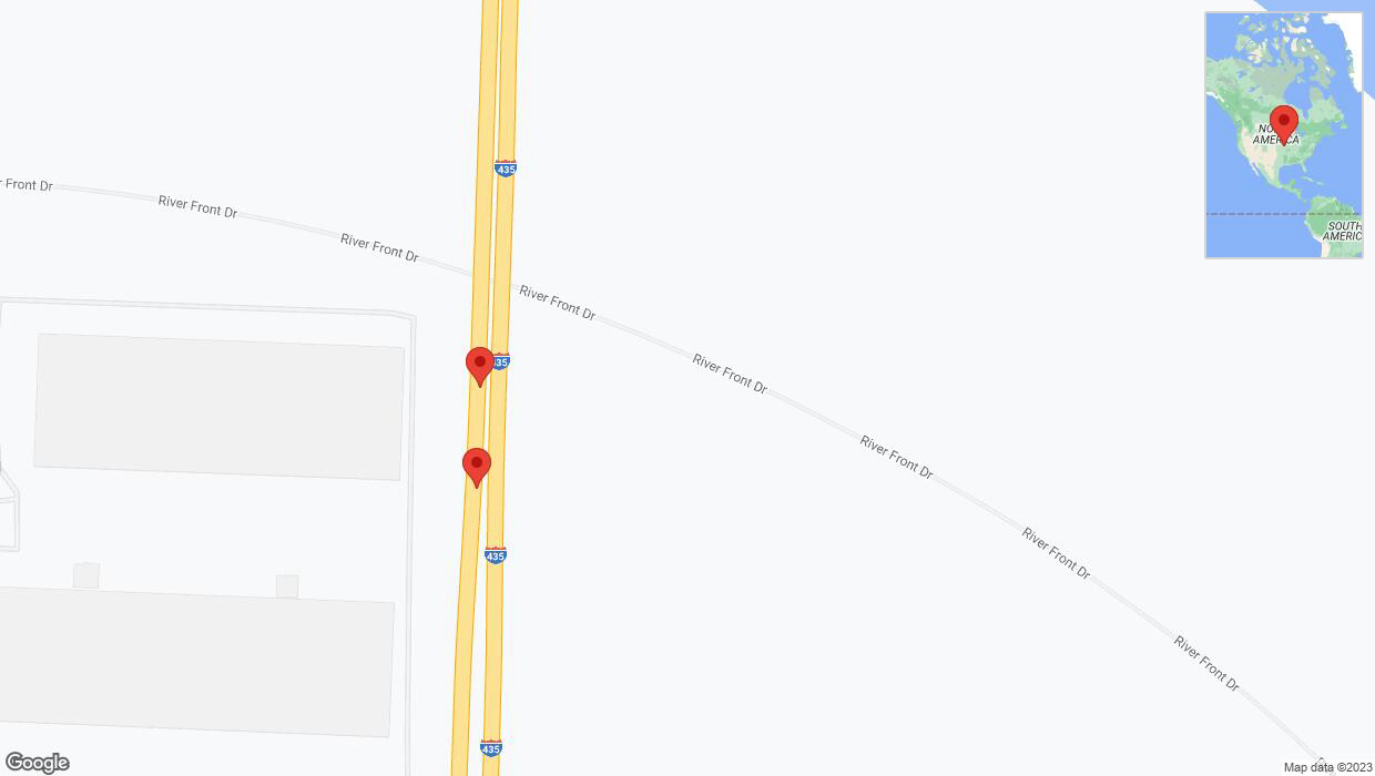 A detailed map that shows the affected road due to 'Broken down vehicle on southbound I-435 in Kansas City' on November 22nd at 2:55 p.m.