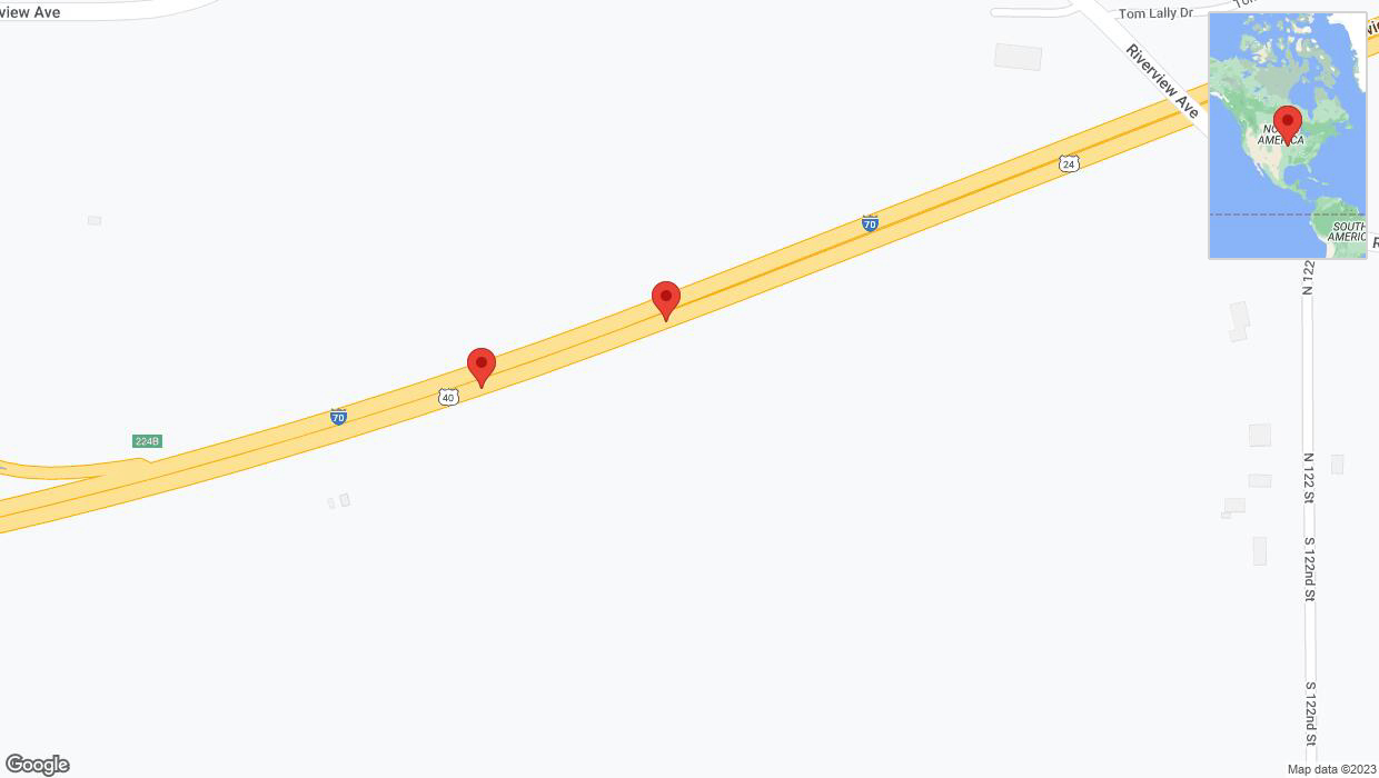 A detailed map that shows the affected road due to 'Broken down vehicle on eastbound I-70 in Bonner Springs' on November 22nd at 4:35 p.m.