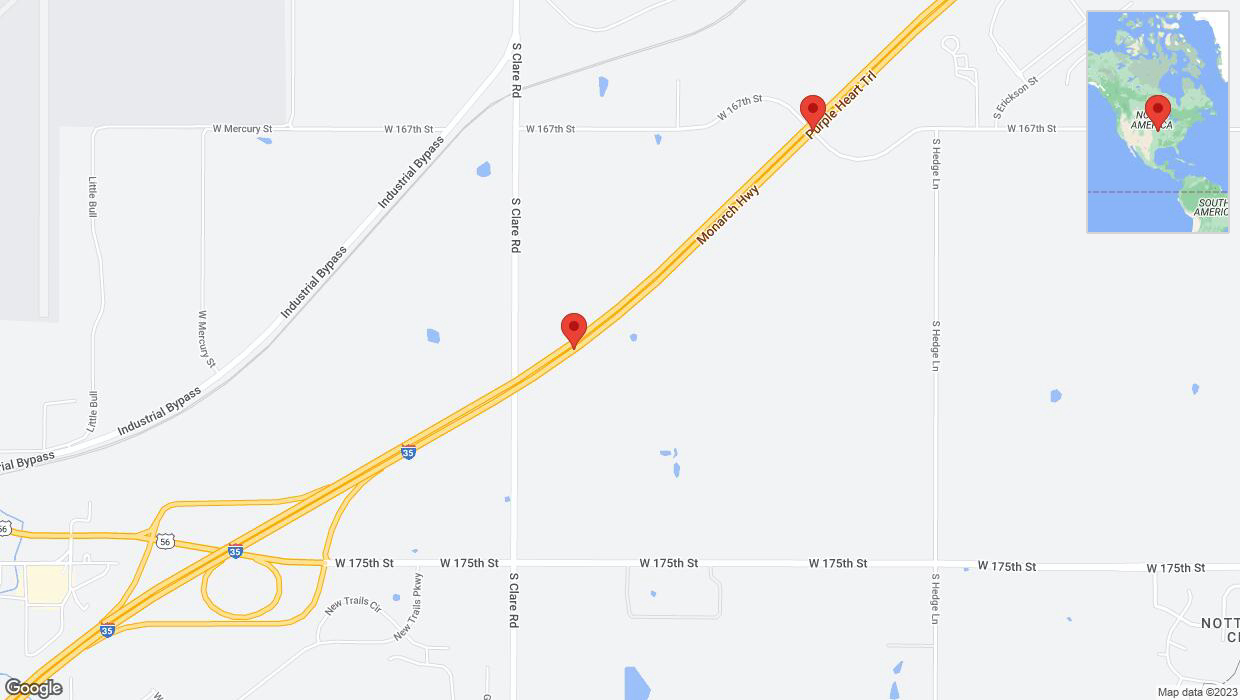 A detailed map that shows the affected road due to 'Reports of a crash on eastbound I-35' on November 22nd at 5:17 p.m.