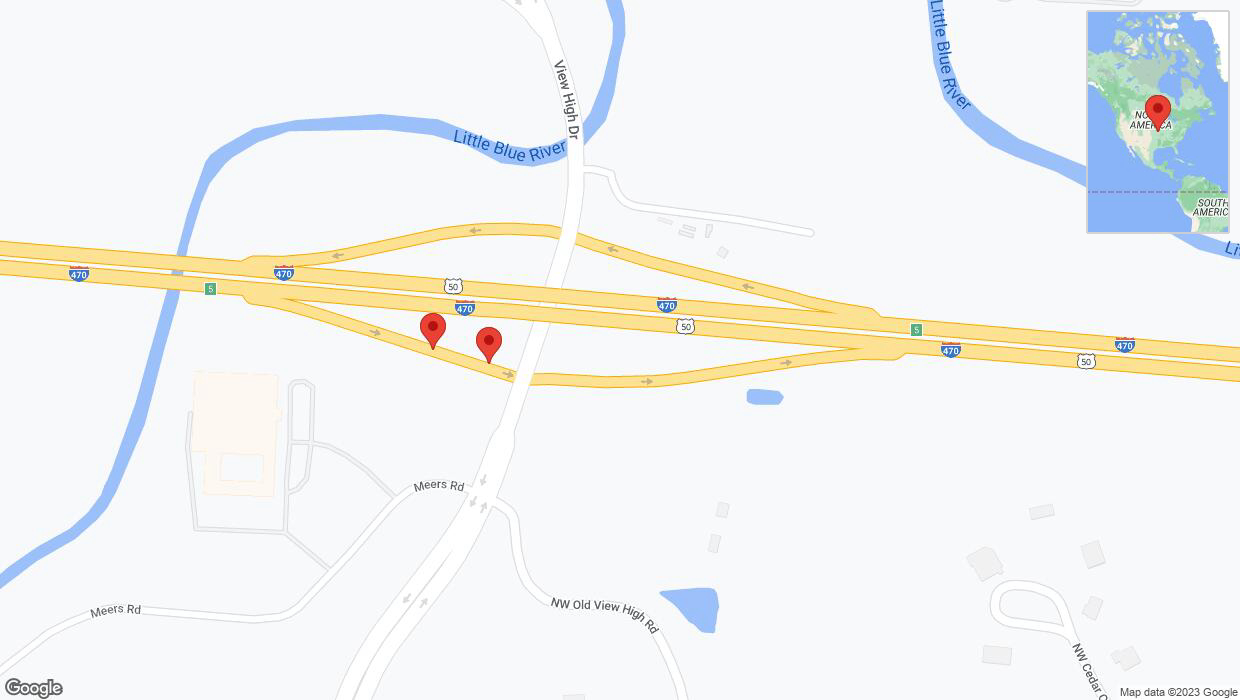 A detailed map that shows the affected road due to 'Broken down vehicle on U.S. 50 in Kansas City' on November 22nd at 7:35 p.m.