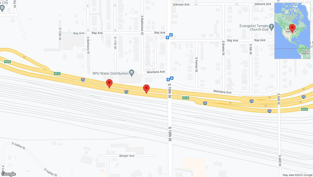 A detailed map that shows the affected road due to 'Broken down vehicle on eastbound I-70 in Kansas City' on November 22nd at 9:23 p.m.