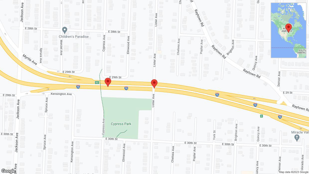 A detailed map that shows the affected road due to 'Broken down vehicle on eastbound I-70 in Kansas City' on November 24th at 2 p.m.