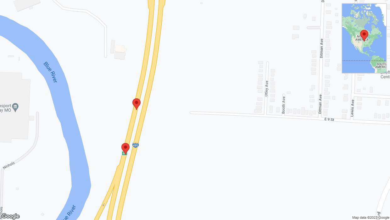 A detailed map that shows the affected road due to 'Broken down vehicle on southbound I-435 in Kansas City' on November 23rd at 3:53 p.m.