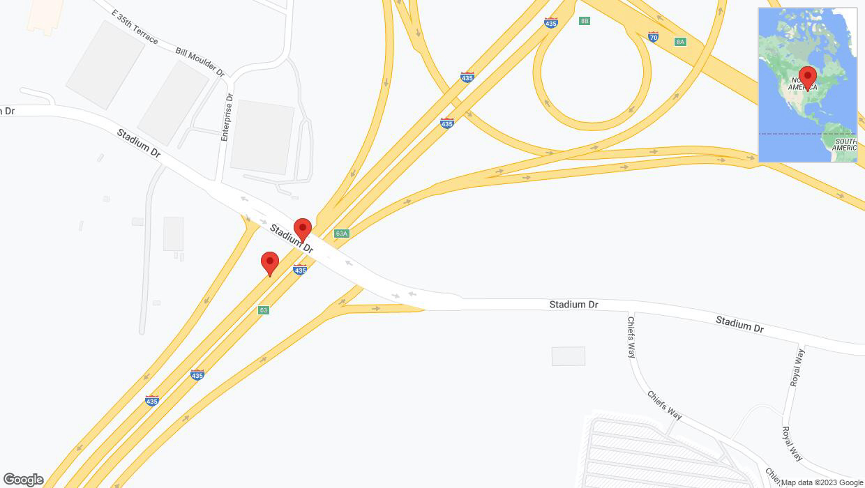 A detailed map that shows the affected road due to 'Broken down vehicle on southbound I-435 in Kansas City' on November 26th at 8:06 p.m.