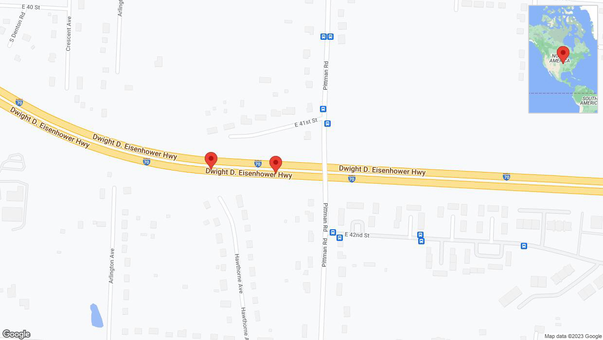 A detailed map that shows the affected road due to 'Broken down vehicle on eastbound I-70 in Kansas City' on November 24th at 2:18 p.m.