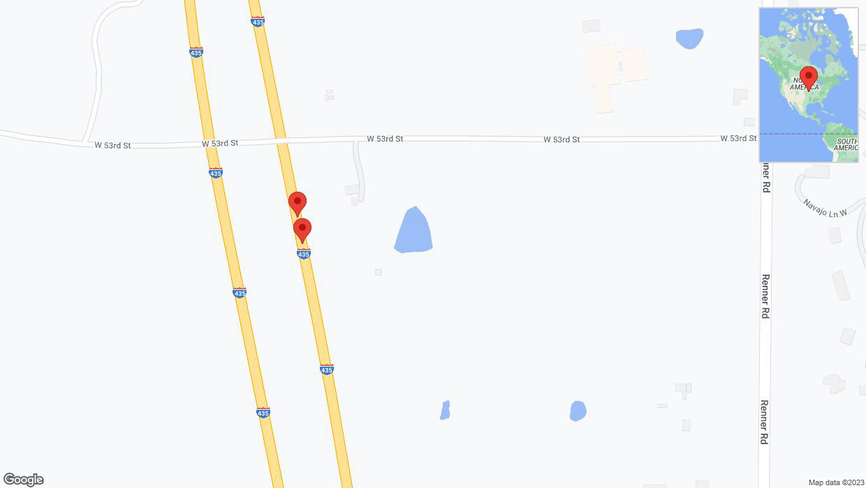 A detailed map that shows the affected road due to 'Broken down vehicle on northbound I-435 in Shawnee' on November 24th at 12:01 p.m.
