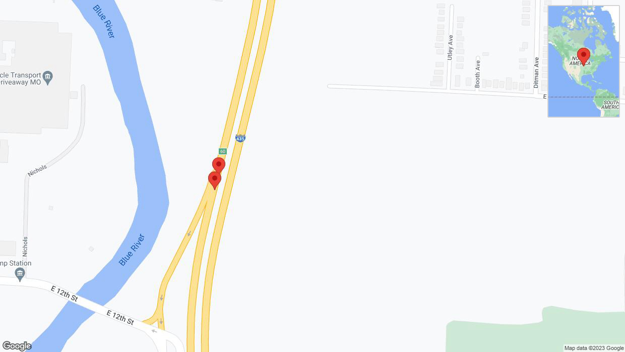 A detailed map that shows the affected road due to 'Broken down vehicle on southbound I-435 in Kansas City' on November 24th at 2:42 p.m.