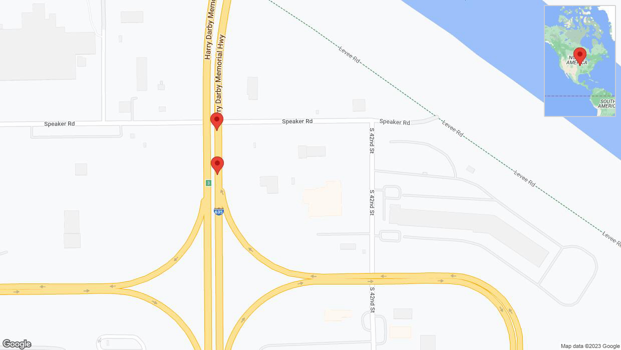 A detailed map that shows the affected road due to 'Broken down vehicle on northbound I-635 in Kansas City' on November 24th at 4:53 p.m.