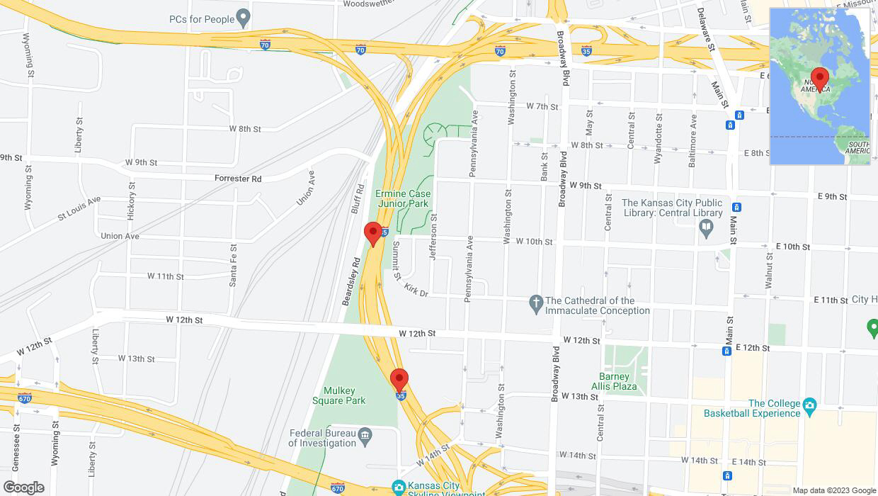 A detailed map that shows the affected road due to 'I-35 temporarily closed in Kansas City' on November 25th at 4:56 p.m.