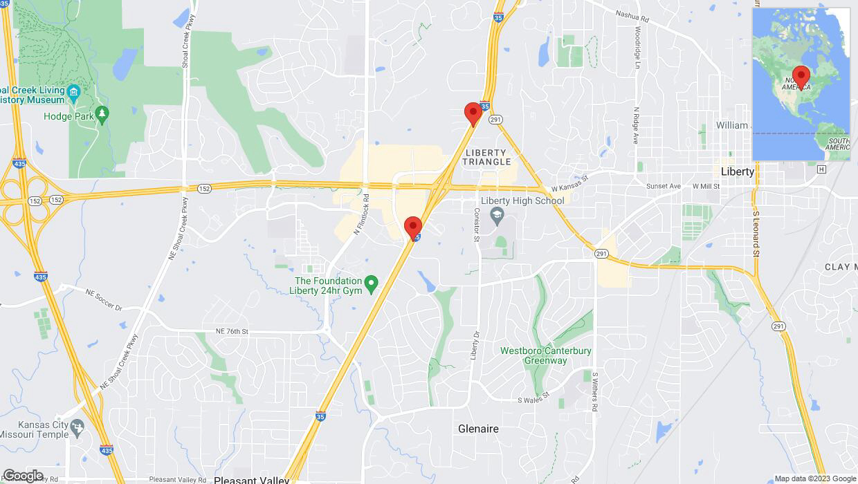 A detailed map that shows the affected road due to 'Warning: Crash on northbound I-35 in Kansas City' on November 25th at 9:50 p.m.