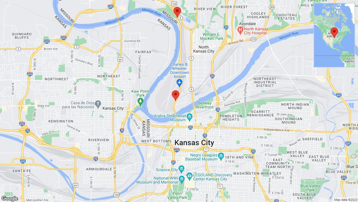 A detailed map that shows the affected road due to 'US-169 North temporarily closed in North Kansas City until Oct. 14' on November 25th at 11:08 p.m.