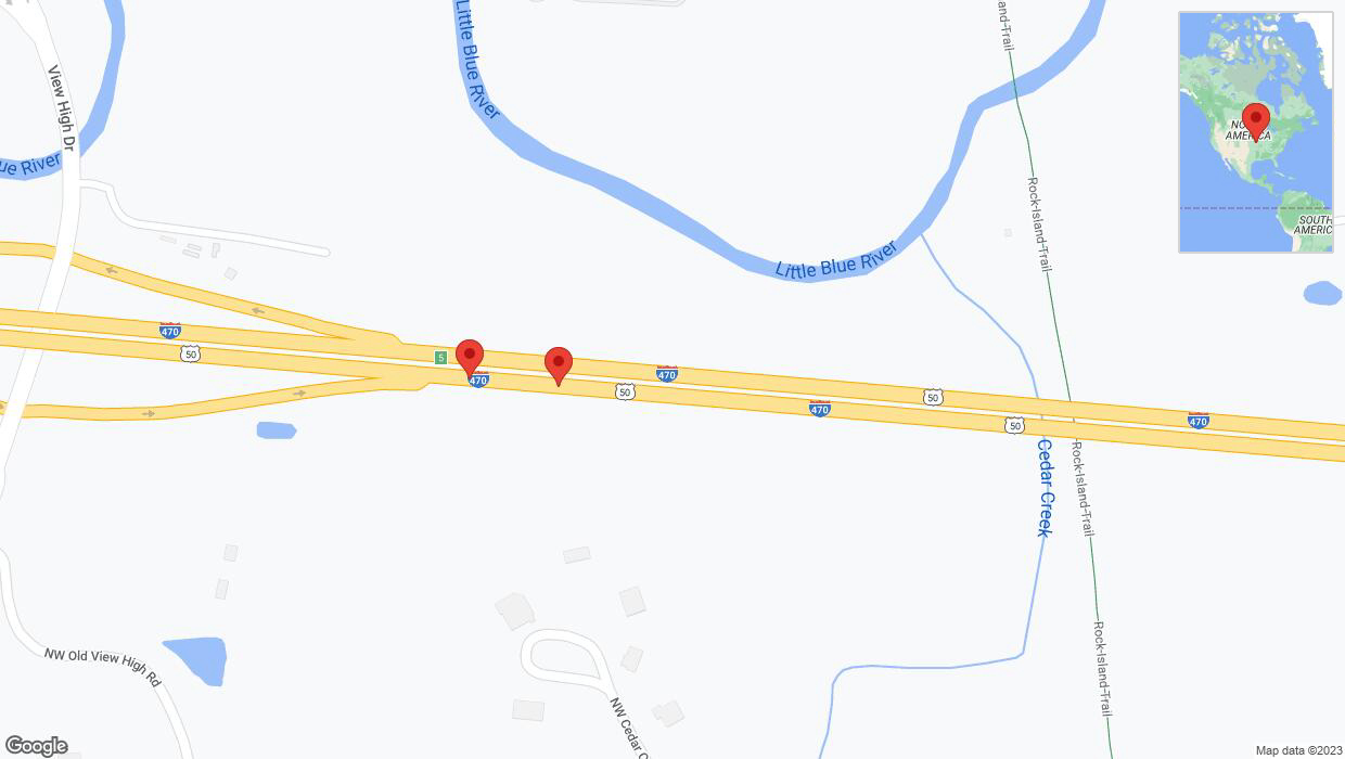 A detailed map that shows the affected road due to 'Reports of a crash on eastbound I-470' on November 25th at 11:23 p.m.