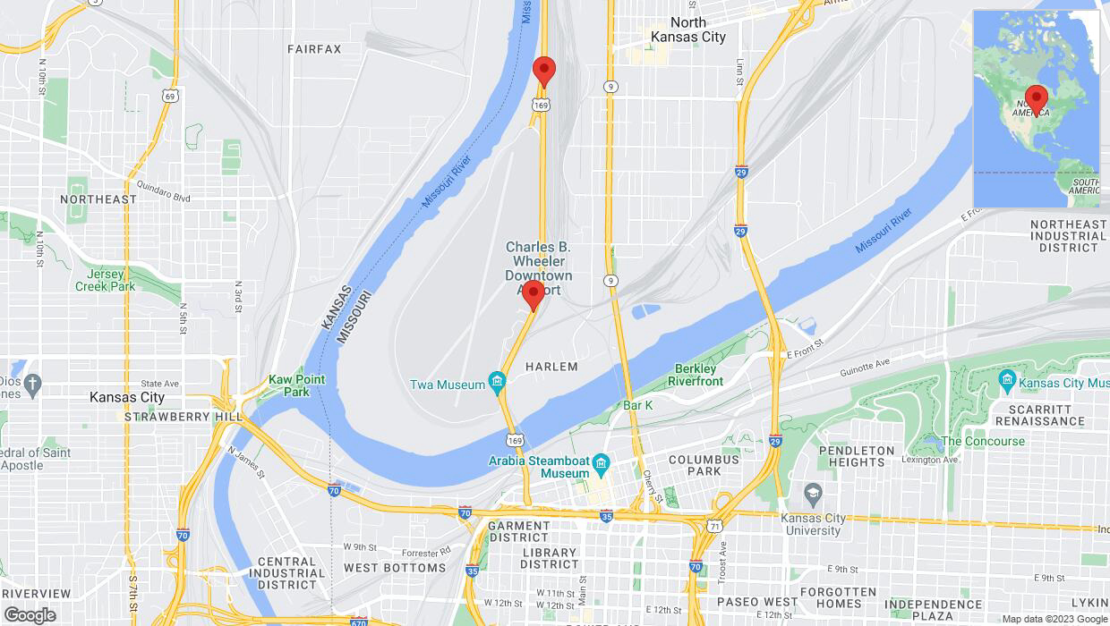 A detailed map that shows the affected road due to 'North Kansas City: US-169 temporarily closed until Oct. 14' on November 25th at 11:36 p.m.