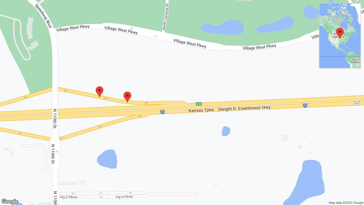 A detailed map that shows the affected road due to 'Broken down vehicle on the Kansas Turnpike in Kansas City' on November 26th at 7:50 p.m.