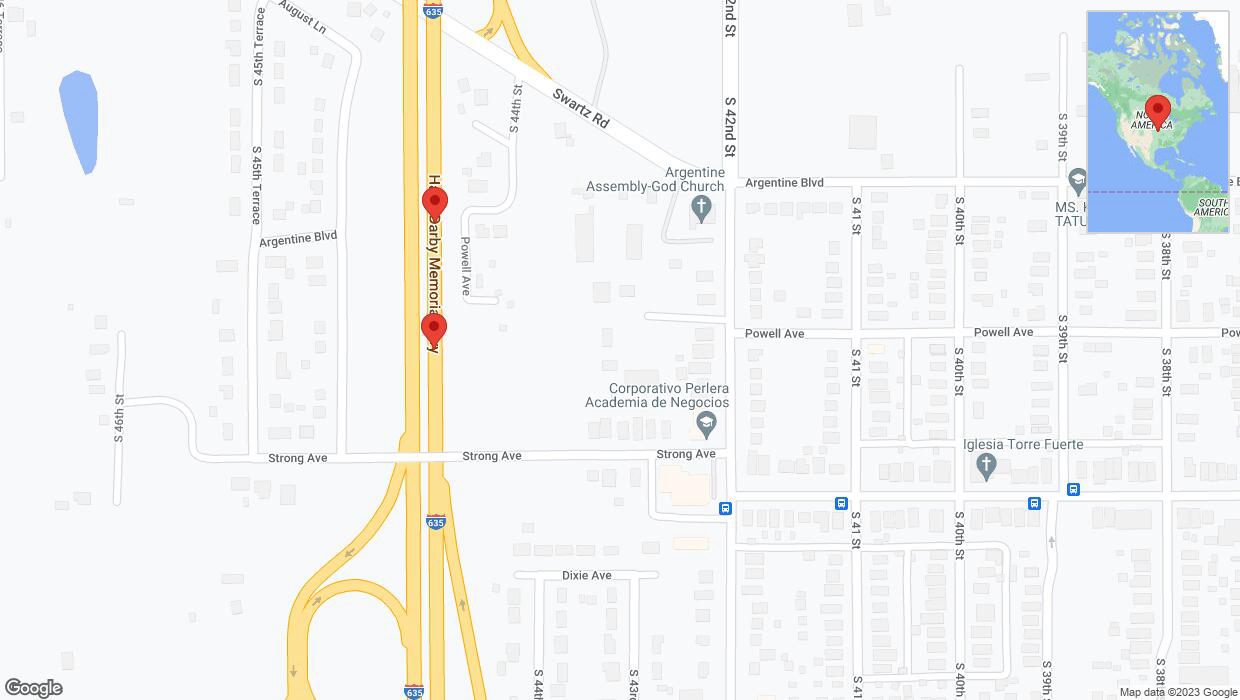 A detailed map that shows the affected road due to 'Broken down vehicle on northbound I-635 in Kansas City' on November 26th at 2:14 p.m.