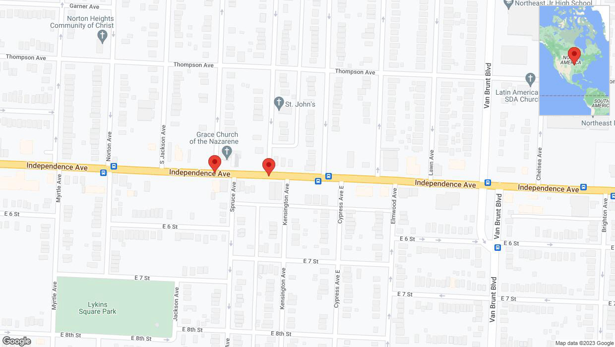 A detailed map that shows the affected road due to 'Independence Avenue/US-24 closed in Kansas City' on November 26th at 2:38 p.m.