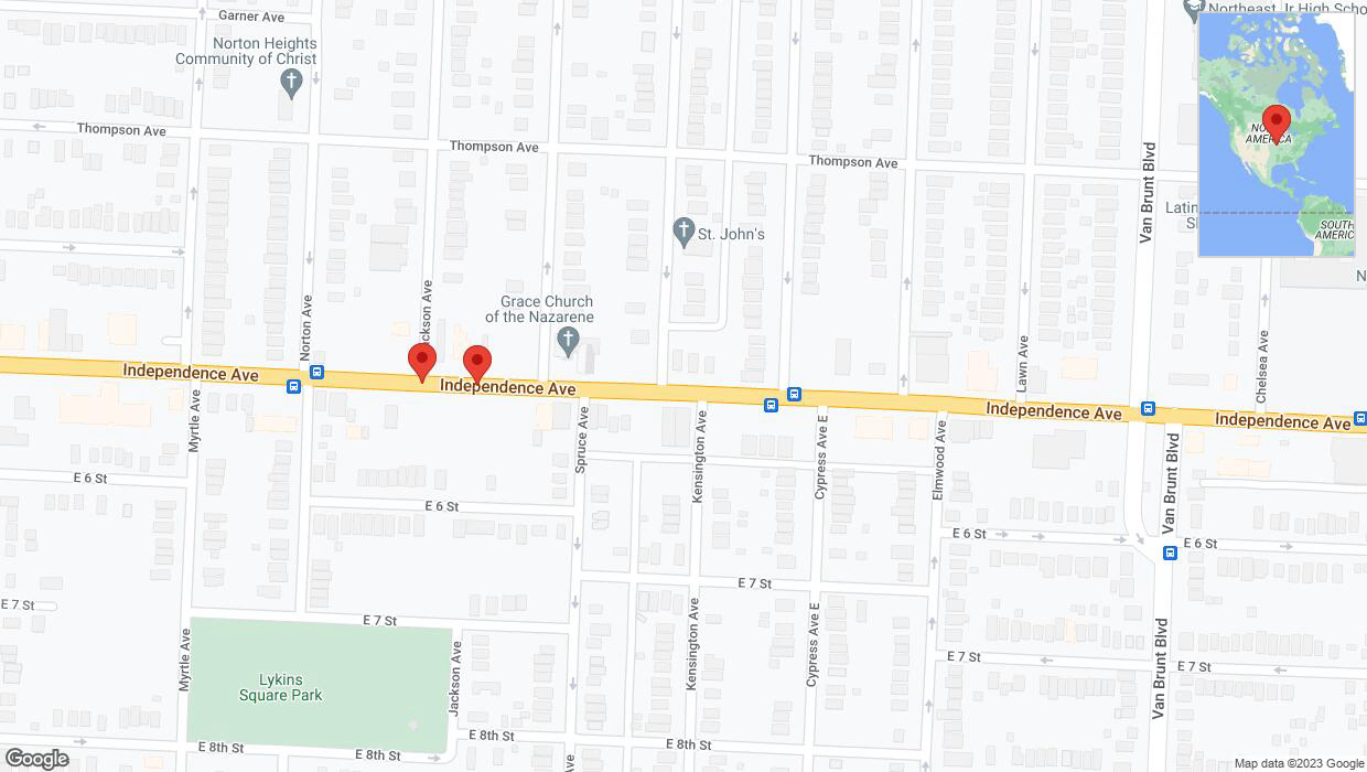 A detailed map that shows the affected road due to 'Independence Avenue/US-24 closed in Kansas City' on November 26th at 2:46 p.m.