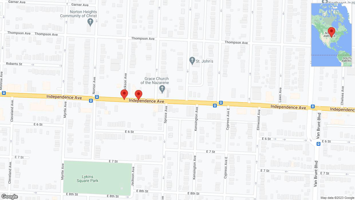 A detailed map that shows the affected road due to 'Independence Avenue/US-24 closed in Kansas City' on November 26th at 2:46 p.m.