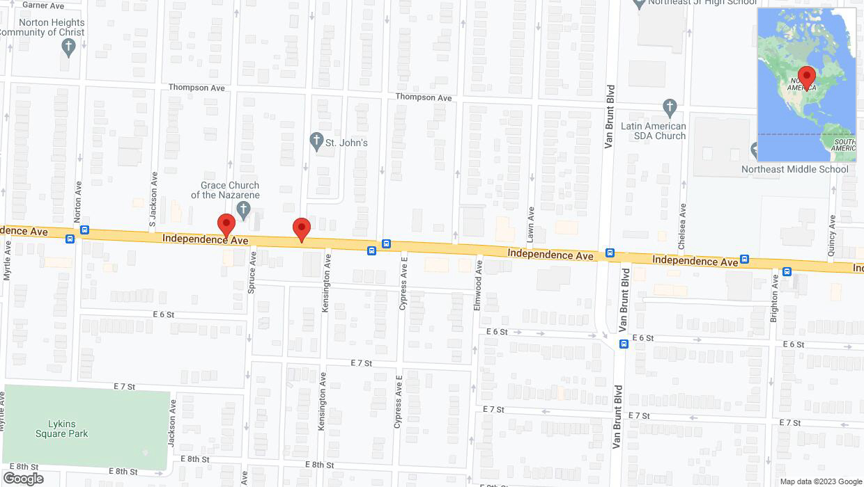 A detailed map that shows the affected road due to 'Independence Avenue/US-24 closed in Kansas City' on November 26th at 2:46 p.m.