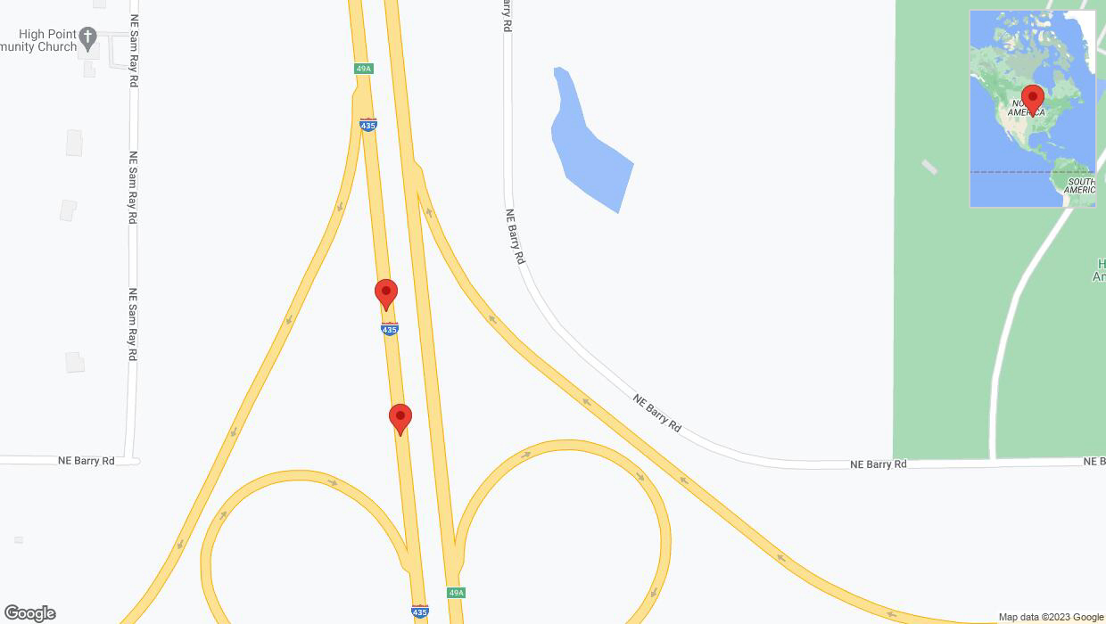 A detailed map that shows the affected road due to 'Broken down vehicle on southbound I-435 in Kansas City' on November 26th at 3:26 p.m.