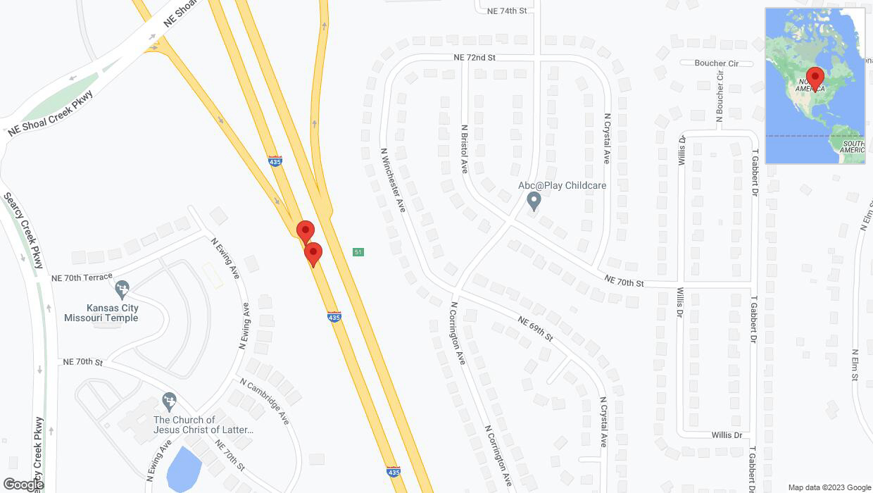 A detailed map that shows the affected road due to 'Broken down vehicle on southbound I-435 in Kansas City' on November 26th at 4:22 p.m.